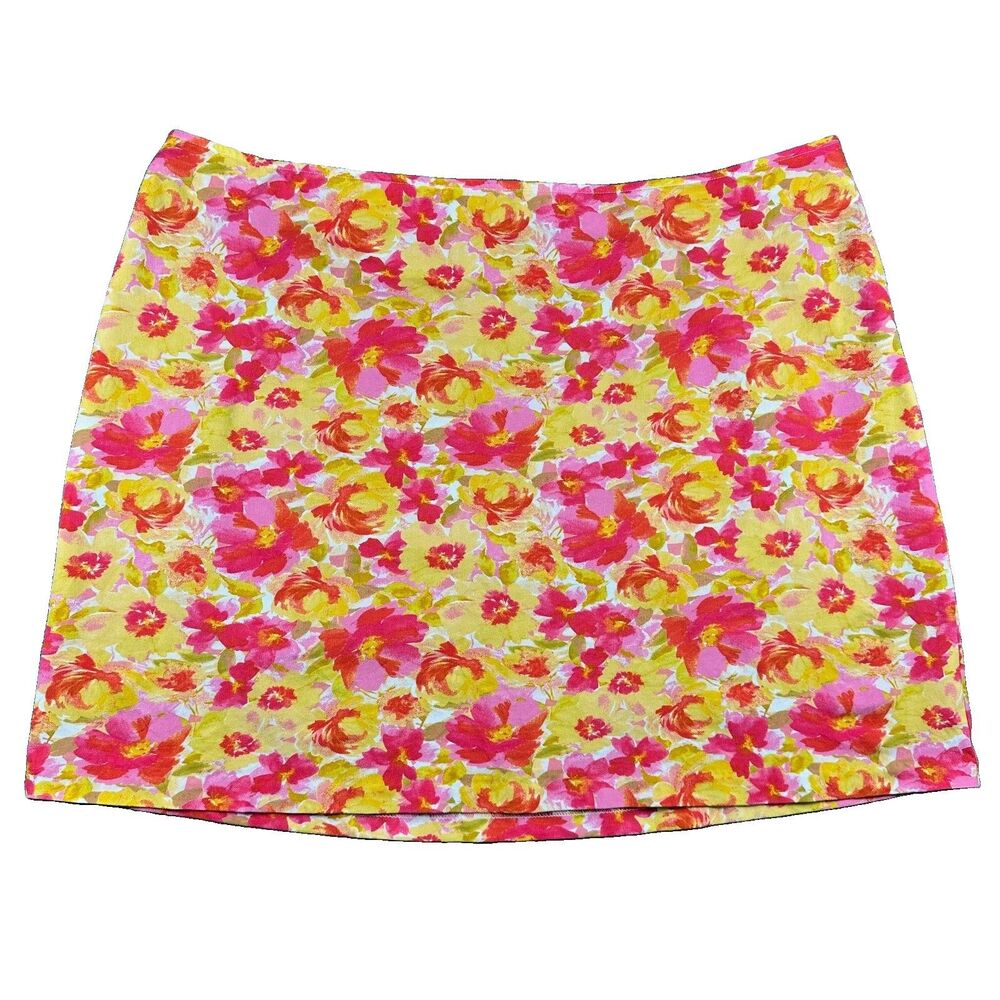Old Navy Pixie Stretch Skirt Yellow Pink Floral Print Women's Plus Size 2X NWOT